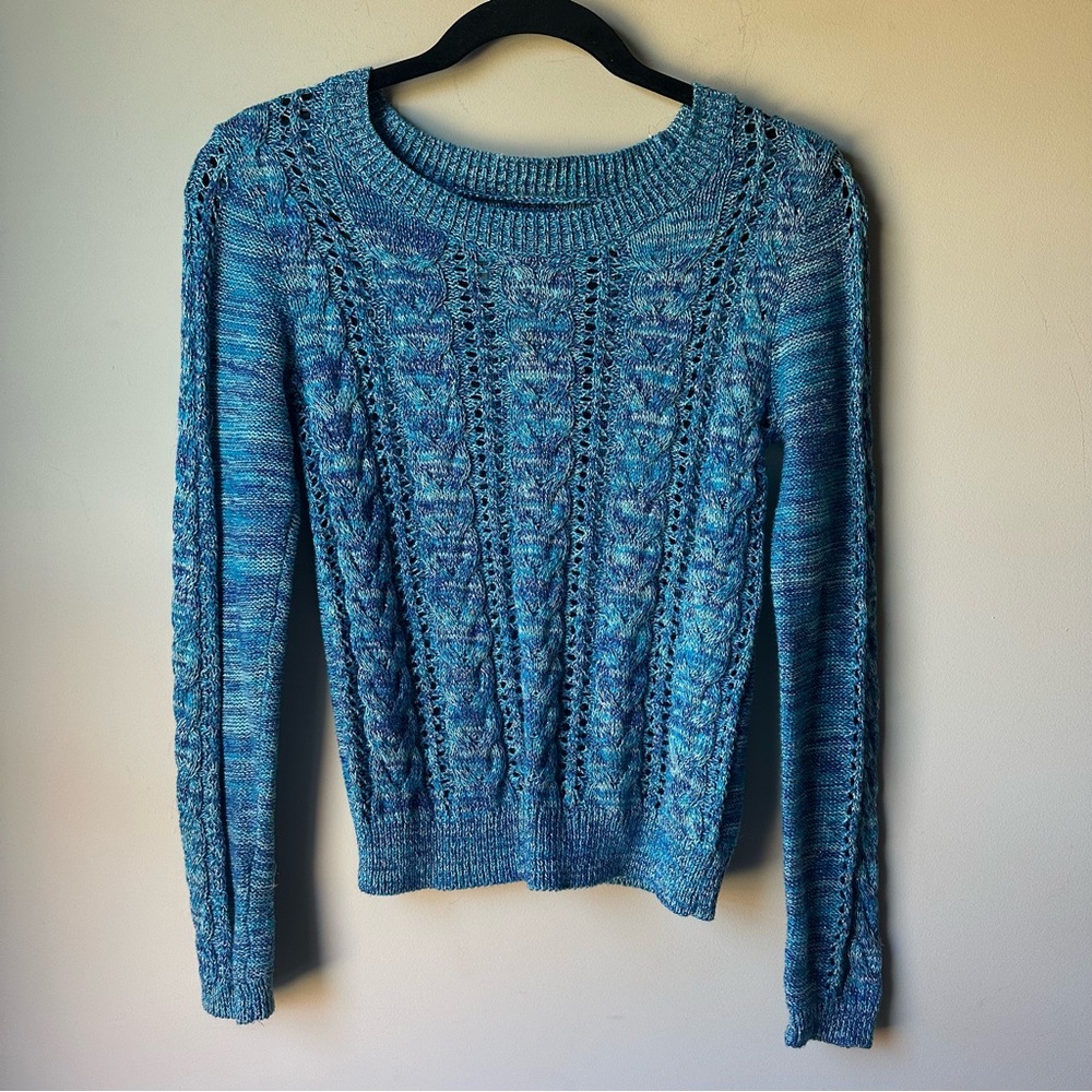 Justice Girls Turquoise Colorful Pullover Sweater Size 12 Cotton Blend